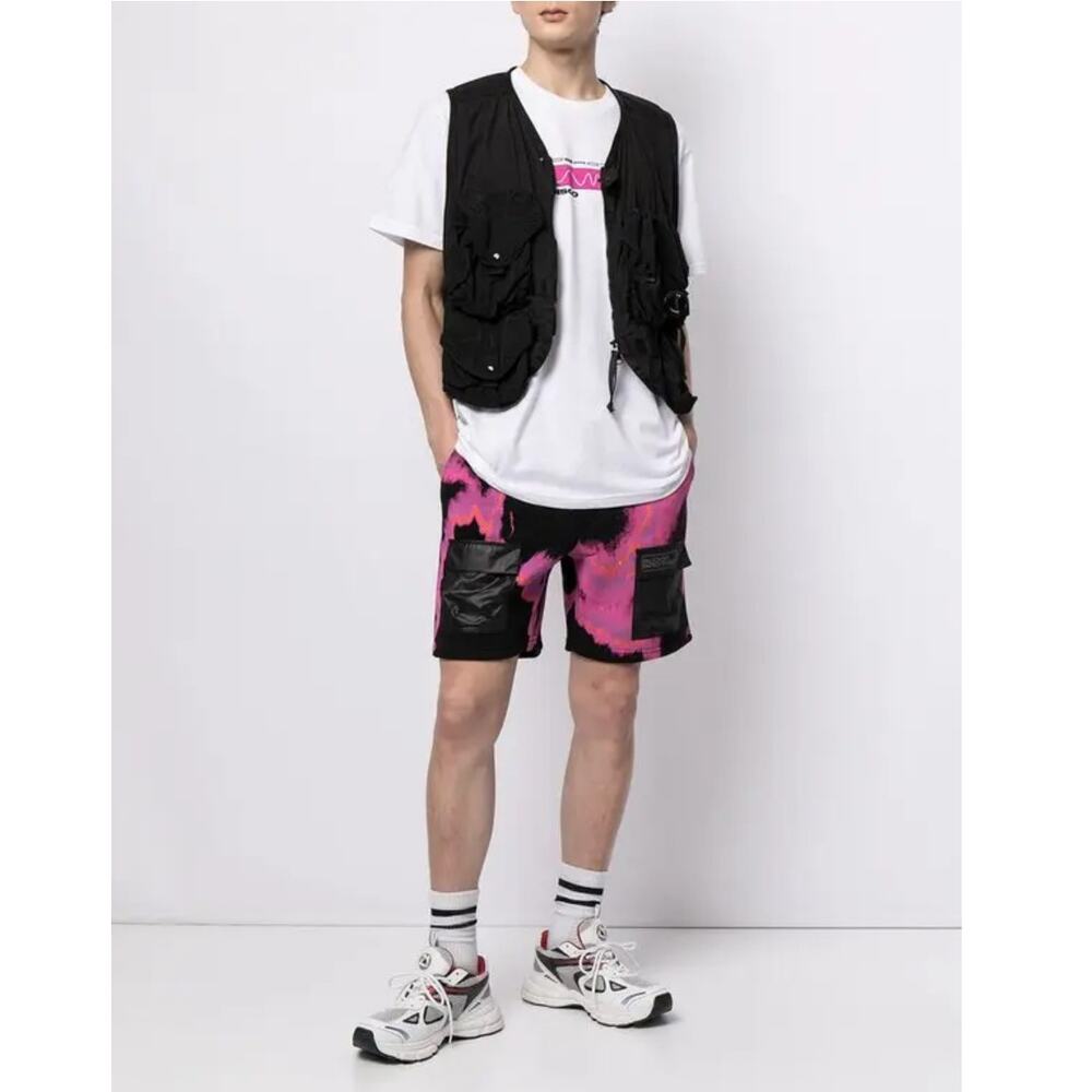 BLOOD BROTHER‎ Black Pink Space Dye Men's Cotton Shorts Medium